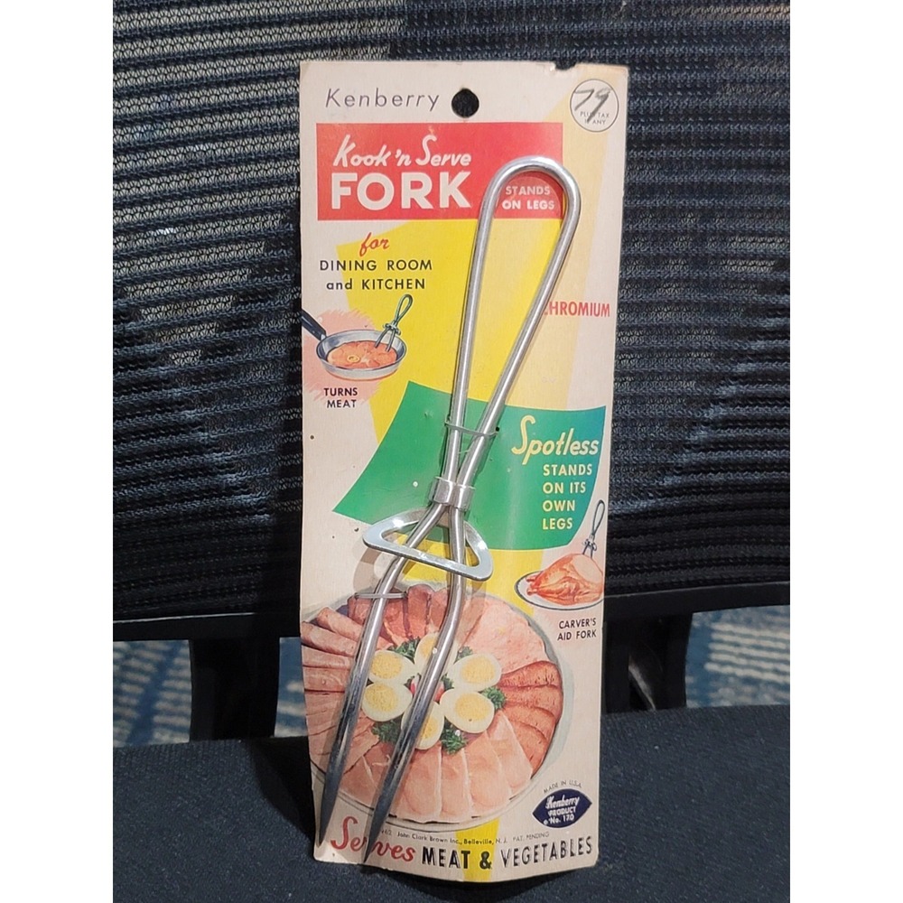Vintage Chromium Kenberry Kook N Serve Meat‎ Vegetable Fork